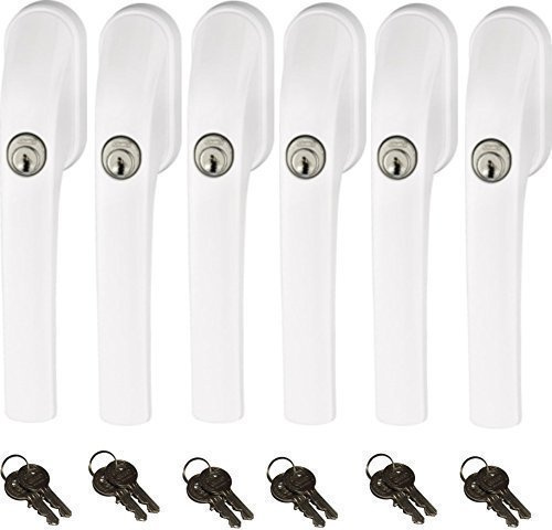 Abus FG300 abschließbarer Fenstergriff, weiß, im Set 6 Stück alle gleichschließend AL0125 mit insgesamt 12 Schlüssel