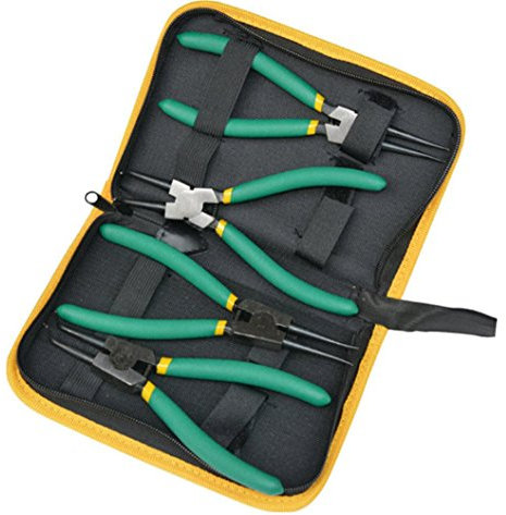 4 Tlg. Sprengringzange Seegeringzange Sicherungszangen 180mm Innen Außen Etui