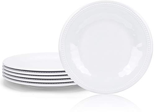 KX-WARE Melamine Plates set of 6, 11-inches Dinner Plates Set for Indoor and Outdoor Use, White