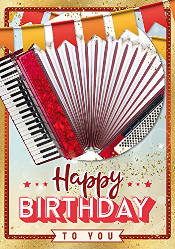 bentino Geburtstagskarte XL mit AKKORDEON-Funktion! Mit der Grußkarte Happy Birthday spielen, Glückwunschkarte zum Geburtstag aus der Serie Great Cards, DIN A4 Set mit Umschlag,