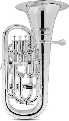 Classic Cantabile MardiBrass KEU-30SR Bb Euphonium aus ABS-Kunststoff - 4 Perinet-Ventile 3+1 Aluminium - sehr leicht 2,0 kg - Schallbecher 315 mm - Gigbag Mundstück Reinigungstuch - Silber