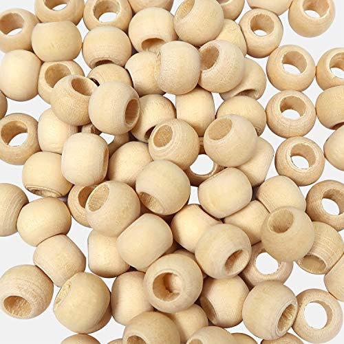 TOAOB 100 pezzi Perline in Legno Naturale 8 mm Foro Grande Rotonde Perle Legna per Fabbricazione di Gioielli Creazione Lavorazione Fai da Te Decorazioni Artigianali