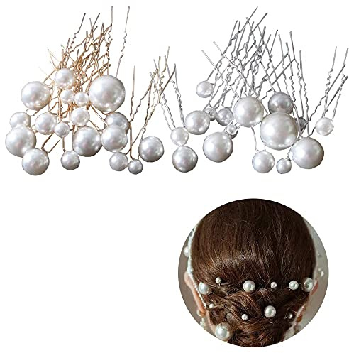 Dzsomt Haarperlen Hochzeit 36 Stück Perlen Haarnadeln U-Form Braut Haarnadeln with Pearls für Party Prom hochzeit