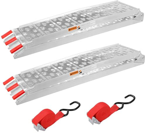 TLGREEN 2X Auffahrrampe Klappbare Laderampe Alu Verladerampe Verladeschiene rutschfeste Max 680kg* Pro Paar für Motorrad ATV Quad PKW Auto Geländefahrzeugen Rasenmähern Schneefräsen (2PCS Laderampe)