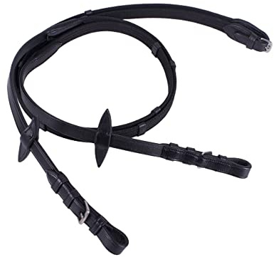 NETPROSHOP Basis Gurtzügel, Zügel mit Lederstegen schwarz Mini Shetty Pony Full, Groesse:Full, Farbe:Schwarz