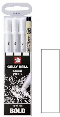 Sakura Gelly Roll White Kugelschreiber in Etui, Größe 10 (0,5 mm) + Sakura Pigma Micron 05 Schwarz