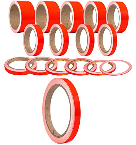 Leuchtfarben Neon auffällige Klebestreifen Zierstreifen Dekor Bänder Autostyling Stripe Decal Pinstriping Markierungsleisten Warnstreifen Begrenzungsbänder (10 mm, Neon Rot)
