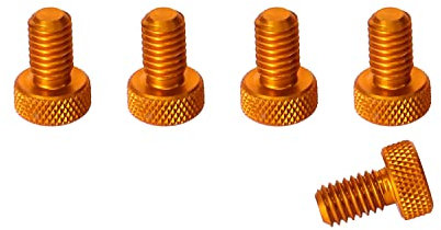 PrecisionGeek Thumb Screws M6 x 10mm, Flat Knurled Head, Orange Anodized Aluminium, Set of 5 – Tool-Free Screws for DIY, Electronics, and Hardware Projects