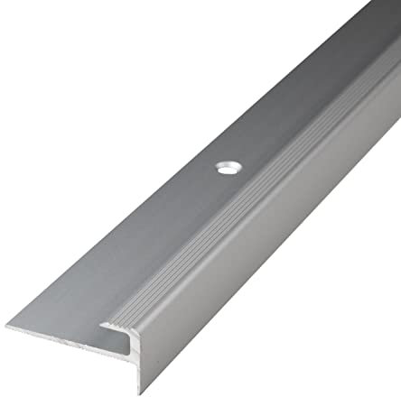 PROVISTON | Treppenkantenprofil | Breite:30 mm | Höhe:15 mm | Länge:1000 mm | Winkelprofil | Metallprofil | Aluminium eloxiert | Silber | Gebohrt | 1 Stück
