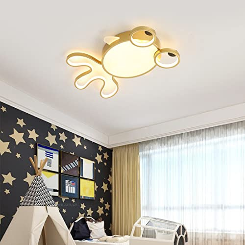 Kreativ Kinderlampe Dimmbar Deckenlampe 60cm LED Deckenleuchte mit Fernbedienung Gold Fisch Styling Kinderzimmer Jungenzimmer Schlafzimmer Wohnzimmer Esszimmer Mädchenzimmer Büro Modern Kronleuchter