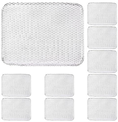10pcs Disposable Aluminum Grill Toppers for Outdoor BBQ - Non-Stick Mesh Grill Mats for Cooking, Baking & Camping (12x15.3 Inch)
