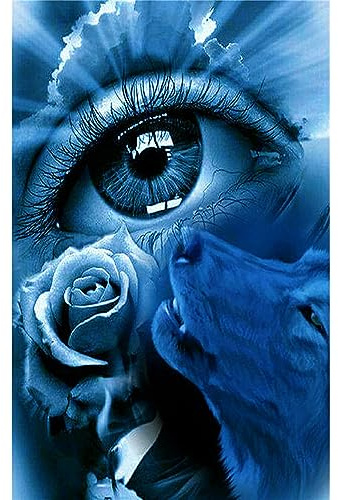 DCIDBEI Square Diamond Painting Auge 40x50cm Malen mit Diamanten Rose Auge Diamantbild Wolf