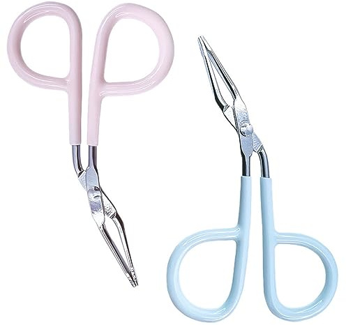Pinzette per sopracciglia, in acciaio inox, 2 pezzi | Pinze professionali con punta obliqua, pinzette da salone per la rimozione di sopracciglia, barba e sopracciglia