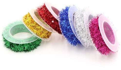 Komonee 6 x Christmas Tinsel Xmas Tree Colourful Rolls Holiday Decoration Party Prop Home Accessories