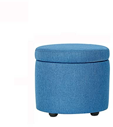 SePKUs Hocker, Ottomane mit Stauraum, Kleiner Pouf, Fußhocker, Spielzeug-Gadget-Organisation, Massivholzbeine, Baumwollstoff, Sofa, Beistelltisch 3 (blau)