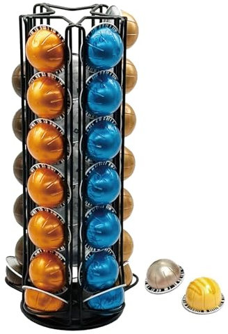 MaxMiuly Supporto per capsule di caffè Nespresso Vertuo Vertuoline (35 pezzi), supporto rotante per capsule di caffè (nero, 35 cialde