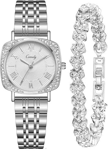 CIVO Orologio Donna Acciaio Inossidabile: Analogico Orologi da Polso Impermeabile - Argento Classico Quarzo Set Regali