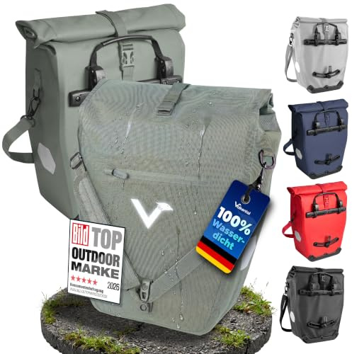Valkental Gepäckträgertasche 28L, Abschließbar & PVC-frei | 28L Volumen, abschließbare Befestigung, PVC-frei, große Reflektoren, inkl. Tragegurt & Innenfächer