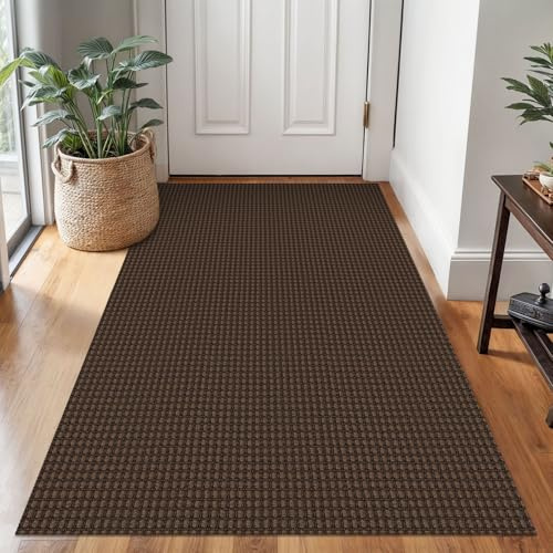 Ivissy Geflochtener Teppich, 90 x 150 cm, waschbar, für Eingangsbereich, Überwurf, Teppiche mit Gummi-Rückseite, Boho-Fußmatte, Inneneingang, Baumwolle, Küchenteppich, gewebt, Haustürteppich für