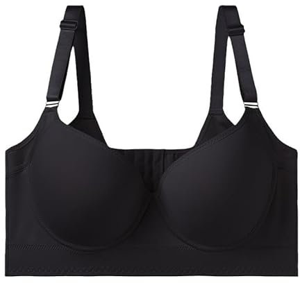 Shapedly Bra, Shapedly Back Smoothing Push-up Bra, Deep Cup Bra Full Back Underwireless Plus Size Bra for Women (Black,34F)