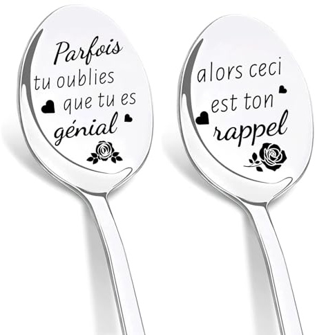 DIKARIYA Cadeau Anniversaire Femme Cuillères Gravées Cadeaux Femme Original | Cuillère à Café Acier Inoxydable, Cuillères Gravées, Inspirant Cadeau Anniversaire pour Meilleure Amie, Soeur, Fille, Maman