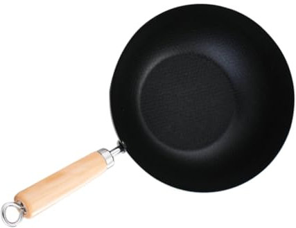 Alipis Mini Padella Antiaderente in Stile Giapponese Wok in Ferro Con Fondo Tondo Per Cucinare Allaperto Padella in Acciaio Inossidabile Da 22 Cm Senza Coperchio