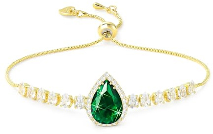 Linawe Edelstein Diamanten Armband Damen, Glitzer Armkette Schmuck, Kristall Damenarmband Jewelry, Tennisarmband, Erhältlich in 14-karätigem Gold-, Roségold- und Silbertönen