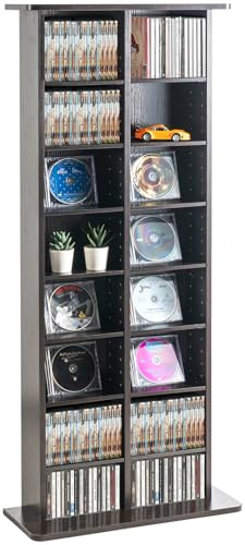 VEVOR Armadietto Portaoggetti Multimediale, Ripiano 8 Strati 16 Scomparti, Può Contenere Fino a 464 CD, Fipiani Regolabili Protegge Organizza Collezioni di Musica Film Cimeli, Colore Caffè Espresso