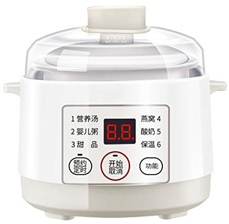 Olla cocción Lenta eléctrica con Revestimiento cerámica 1 l, Olla cocción Lenta Inteligente para hogar con función Reserva y 6 configuraciones cocción, para 1 o 2 Personas