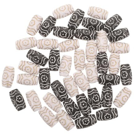 STOBOK 60stücke Haarperlen Große Loch Zöpfe Dekorative Kunststoff Perlen Für Haarschmuck Weiße Schwarze Beads Für Frisuren Und Haarschmuck