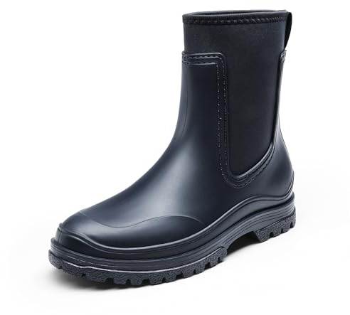 DREAM PAIRS Stivali Pioggia Donna Chelsea | Tomaia PVC impermeabile, dettagli in lycra, suola spessa 3 mm, protezione antiabrasione, design composito.