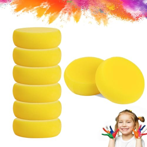 DWFEYOI - Esponja de pintura redonda (8 piezas), amarillo artesanal, artista esponjas de arcilla acuarelas, esponja para la cara, arte artesanía, cerámica, cerámica, cerámica, limpieza, cerámica