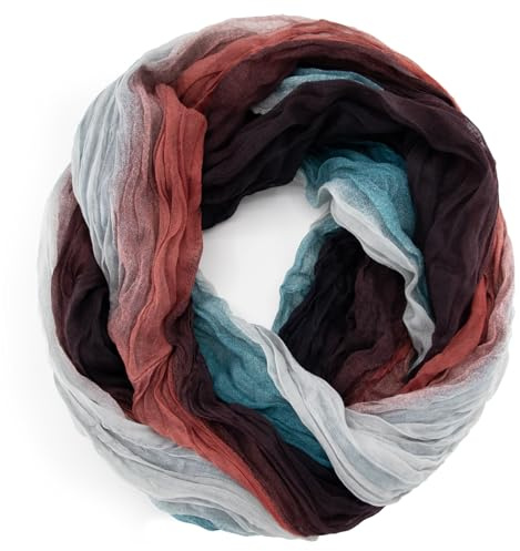 Gloop Damhalsduk lätt loop halsduk tubhalsduk halsduk med färggradient många färger, Mörkröd ljusgrå, 170 x 85 cm