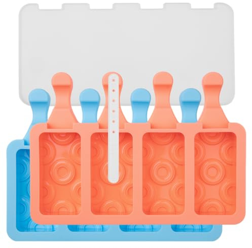 Lurch Eisform für Eis am Stiel, Popsicles Silikon 2er Set mit Deckel wiederverwendbar für Kinder und Erwachsene - Donut