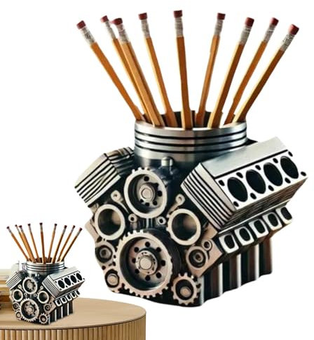 Auto Motor Bleistifthalter Motorblock Stifthalter | Visitenkartenhalter | Bleistift-Display Halter | Stift-Organizer für Tisch und Schreibtisch, multifunktional