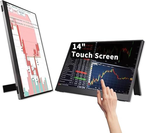 QQU 14 Portable Touchscreen with Stand,1920 * 1200P IPS/HDR Laptop Screen Extender for Gaming and Computer Display,Compatible with Laptop PC Phone PS4/PS5
