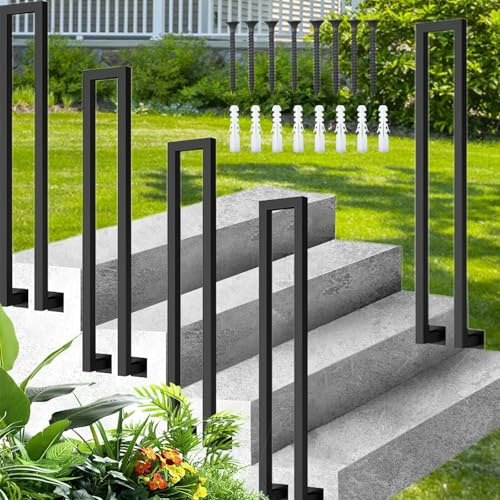 Barandilla de escalera en forma de U para exteriores, barandilla de cristal moderna nórdica de hierro forjado para villas y apartamentos (85 cm, negro)