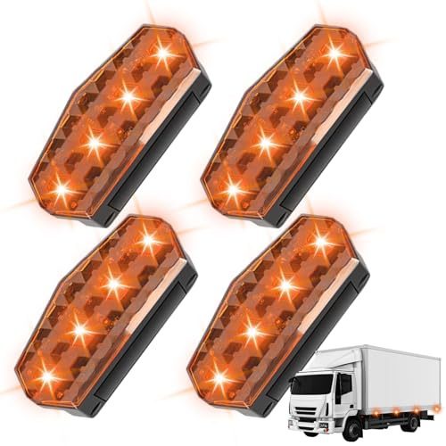 Luci Stroboscopiche per Camion - Luci Strobe Lampeggianti a LED Alimentate a Energia Solare - 4 Lampade Ad Alta Luminosità per Veicoli Motociclette Guardrail Segnaletica da Cantiere