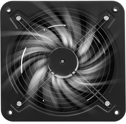 TTISJHK frånluftsfläkt metall 30 cm med utdragbar flik, 2677 m³/h luftflöde, tyst ≤60 dB, dubbel kullagermotor, kök och badrumsfläkt vägg/takmontering svart