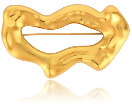 Mikovivi Minimalistische Gold Geo Brosche, Vintage Hammer Brosche Modischer Schmuck für Damen & Herren zu Anzug und Kleid