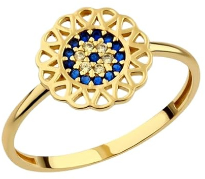 Siegelring aus 925er Sterlingsilber mit blauem und klarem natürlichem CZ Stein | Vergoldeter Ring mit Diamanten | WW_DHR_0148