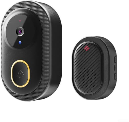 Videodörrklocka med chime, trådlös WLAN-video-dörrklocka med tvåvägsljud, mörkerseende, röstförvrängning, 2,4 GHz WLAN, IP65-skyddad (svart)