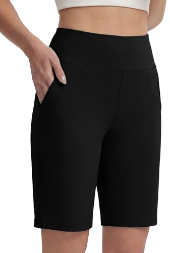 Aseniza Cykelbyxor, dam, korta leggings, formande shorts, cykelshorts, korta sportbyxor för klänning, pole, dansshorts med 3 fickor för fitness, sommar, boxershorts, gym, yoga, svart, XL