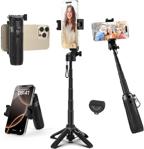 Wenbones Mini perche à selfie extensible, trépied pour téléphone portable avec télécommande amovible, support portable pour smartphone/iPhone/Samsung/appareil photo