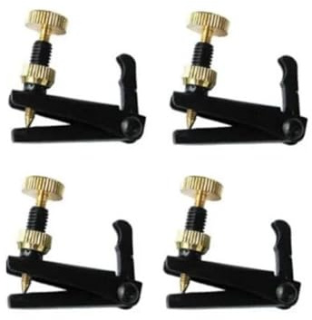 Geigenzubehörsets 4-teiliges Violin-Feinstimmer-Set Musikinstrumentenzubehör In Originalgröße Aus Kupfer-Nickel-Legierung(Black 3-4 4-4)
