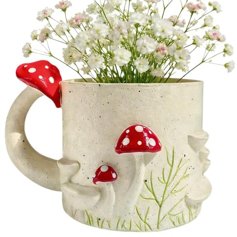Resin Pot For Indoor Plants - Cute Vintage Houseplants Container | Mushroom Pattern Resin Pot For Plants - for Garden Porch Balcony Orchid Monstera Bonsai Cactus Aloe