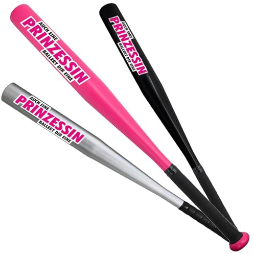 Baseballschläger Auch eine Prinzessin ballert dir eine in Pink Aluminium | Länge 65cm (26 Zoll) Schläger mit einem Gewicht von 520 Gramm und einem Rutschfestem Griff I Lustiges Geschenk für Frauen