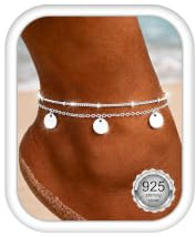 LOLIAS Silber 925 Fußkettchen Doppellagig Verstellbar Wasserdicht für Damen | Hypoallergene Silber 925 Fußkette Strand Sommer Fußkettchen Gold Silber Schmuck Geschenk für Frauen