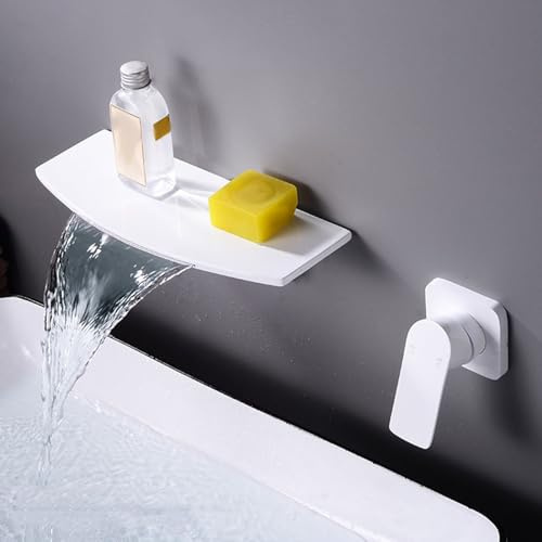 TTDGYYXW Rubinetteria da Bagno a Scomparsa Miscelatore a Cascata Lavabo da Bagno Ottone Acqua Calda e Fredda Bianca