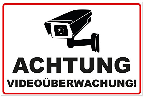 Schild Achtung Videoüberwachung, Alu-Dibond, 300x200 mm | 3 mm stark, wetterfest